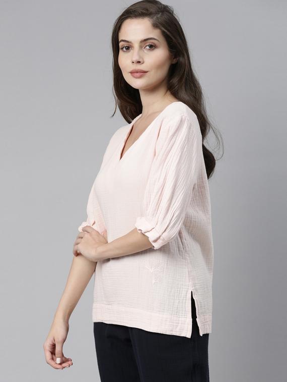 pink cotton a line top - 17752461 - Zoom Image - 2