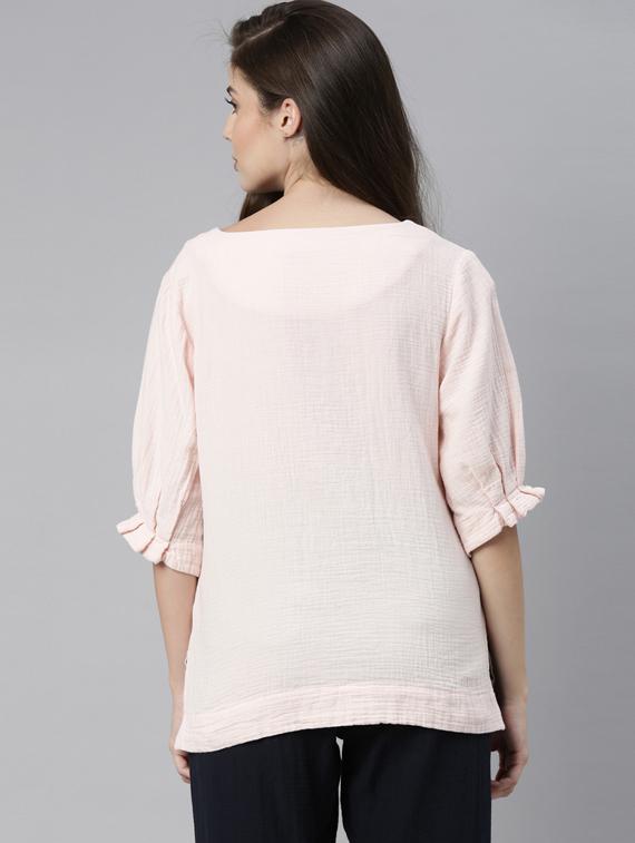 pink cotton a line top - 17752461 - Zoom Image - 3
