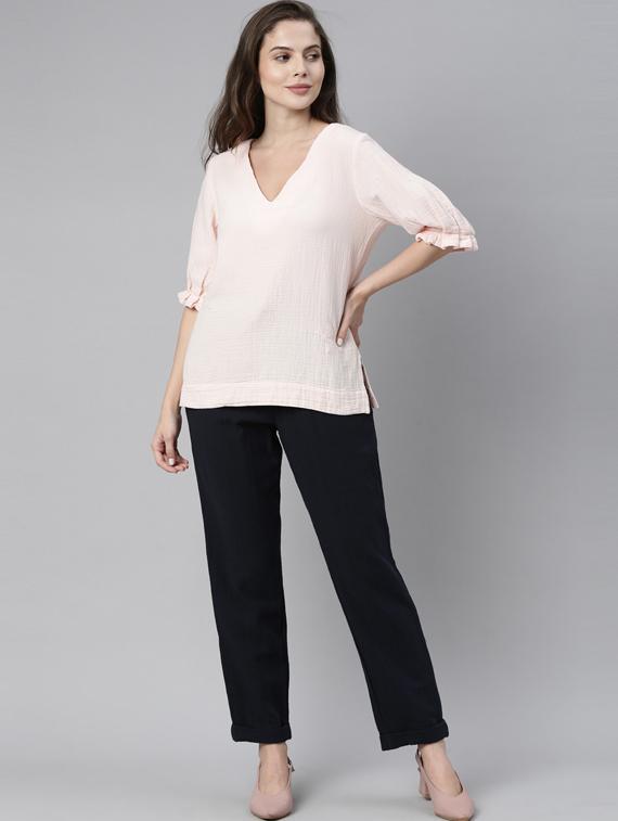 pink cotton a line top - 17752461 - Zoom Image - 4