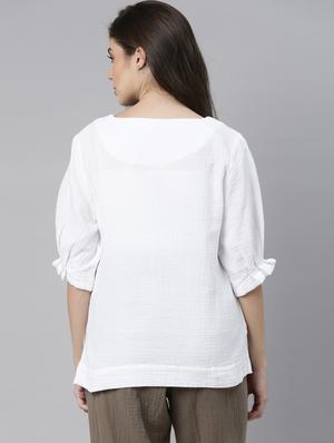 white cotton a line top - 17752462 - Standard Image - 3