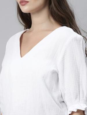 white cotton a line top - 17752462 - Standard Image - 6