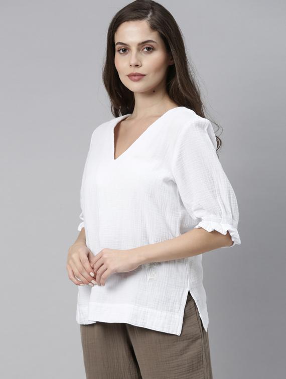 white cotton a line top - 17752462 - Zoom Image - 2