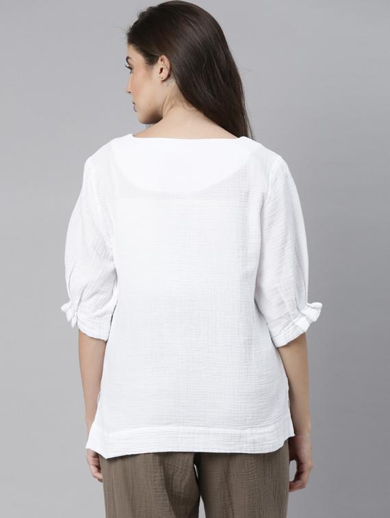white cotton a line top - 17752462 - Zoom Image - 3