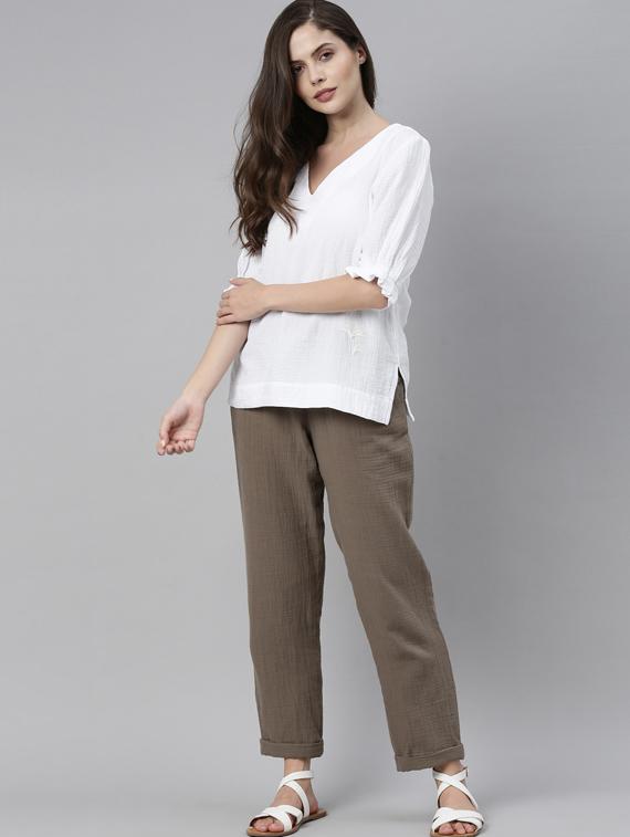 white cotton a line top - 17752462 - Zoom Image - 4