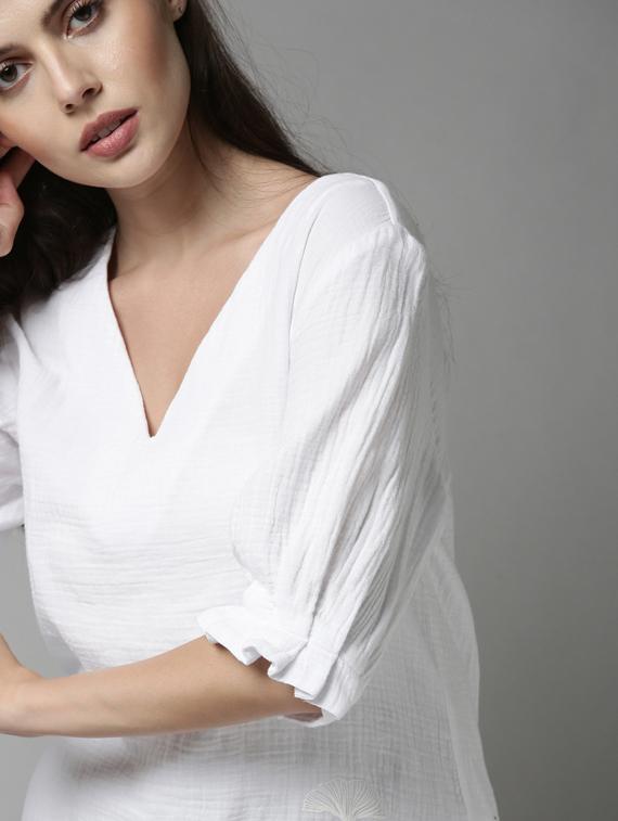 white cotton a line top - 17752462 - Zoom Image - 5