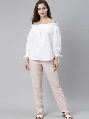 white cotton a line top - 17752463 - Standard Image - 4