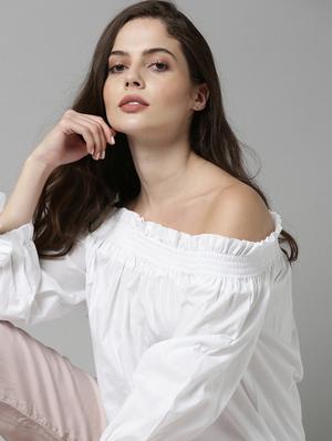 white cotton a line top - 17752463 - Standard Image - 5