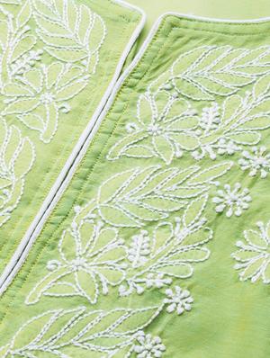 ada hand-embroidered green chikankari kurta - 17754087 - Standard Image - 5