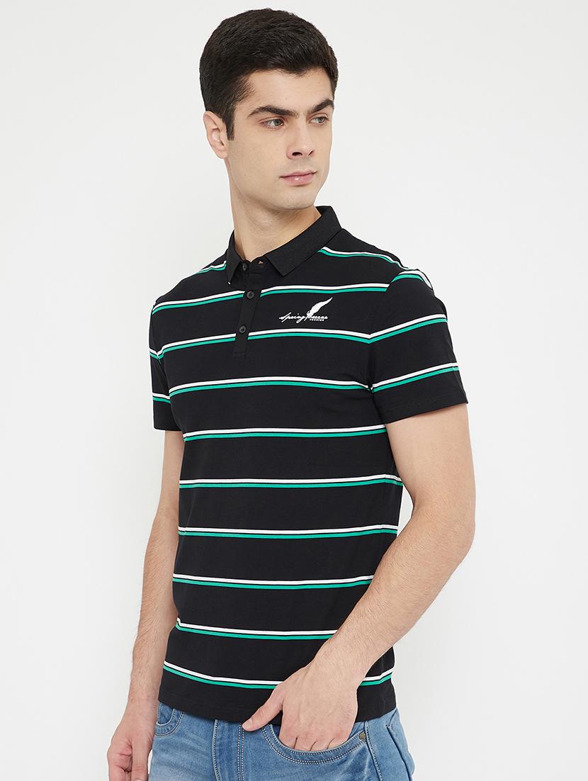 black striped polo t-shirt - 17754242 - Zoom Image - 2