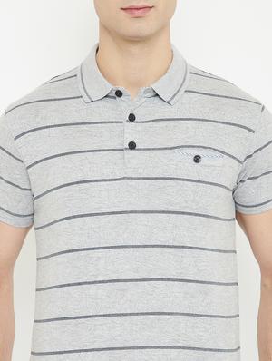grey striped polo t-shirt - 17754287 - Standard Image - 4