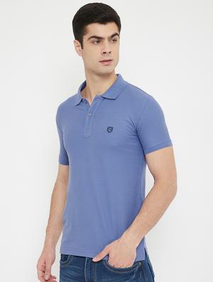 blue solid polo t-shirt - 17754313 - Standard Image - 2