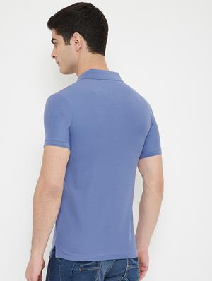 blue solid polo t-shirt - 17754313 - Standard Image - 3