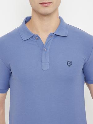 blue solid polo t-shirt - 17754313 - Standard Image - 4