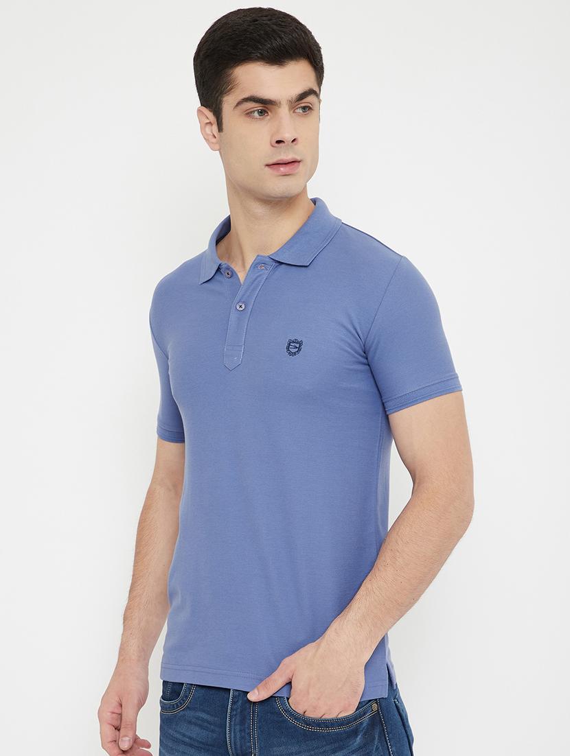 blue solid polo t-shirt - 17754313 - Zoom Image - 2
