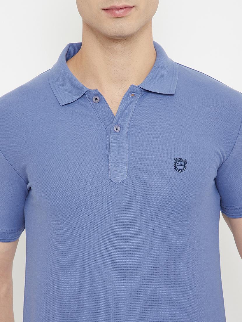 blue solid polo t-shirt - 17754313 - Zoom Image - 4