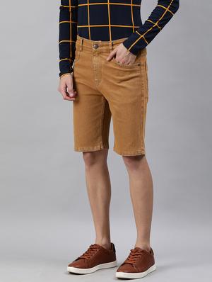brown washed denim short - 17754463 - Standard Image - 2