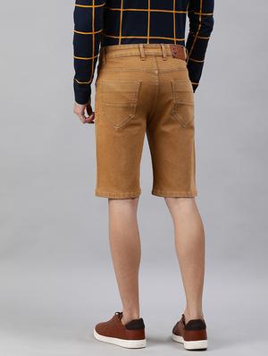 brown washed denim short - 17754463 - Standard Image - 3