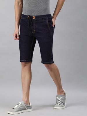 dark blue solid denim short - 17754470 - Standard Image - 2
