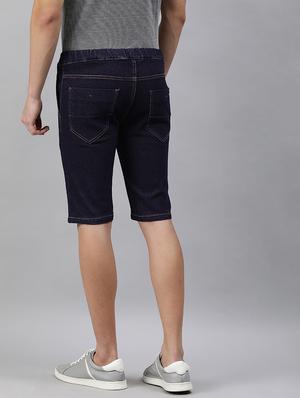 dark blue solid denim short - 17754470 - Standard Image - 3