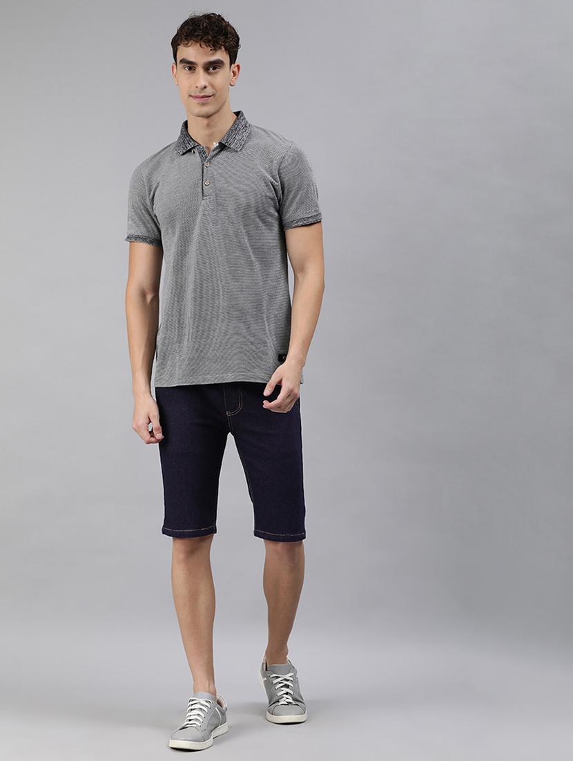 dark blue solid denim short - 17754470 - Zoom Image - 4
