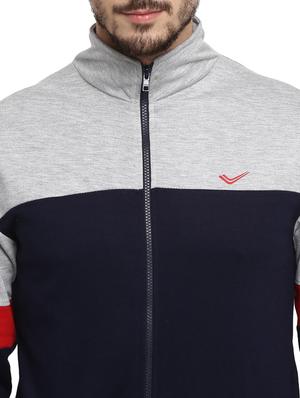 navy blue color block full length track suit - 17754572 - Standard Image - 4
