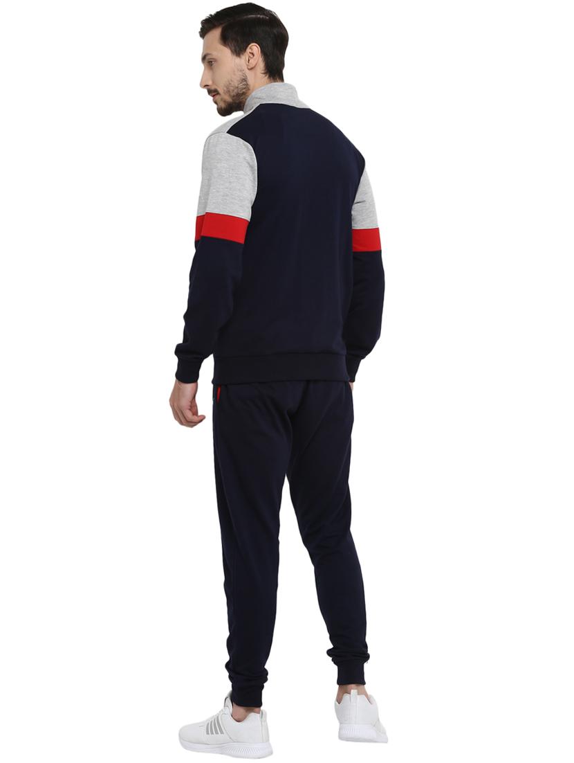 navy blue color block full length track suit - 17754572 - Zoom Image - 3