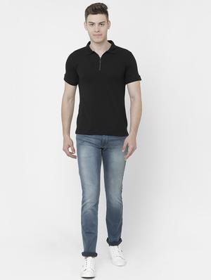 black solid polo t-shirt - 17754641 - Standard Image - 4