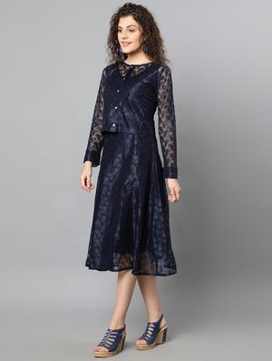 round neck net a-line dress - 17754956 - Standard Image - 2