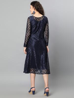 round neck net a-line dress - 17754956 - Standard Image - 3