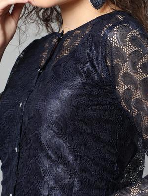 round neck net a-line dress - 17754956 - Standard Image - 5