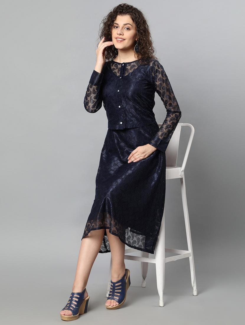 round neck net a-line dress - 17754956 - Zoom Image - 4