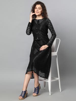 round neck net a-line dress - 17754958 - Standard Image - 4