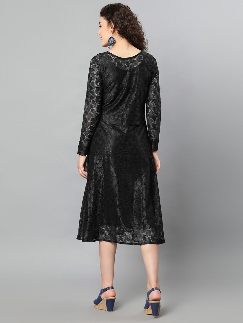 round neck net a-line dress - 17754958 - Zoom Image - 3