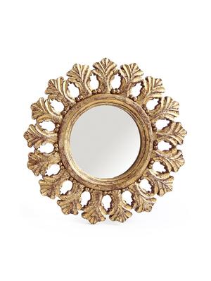 exclusively crafted round mango wood mirror with gold foil - 17755134 - Standard Image - 3