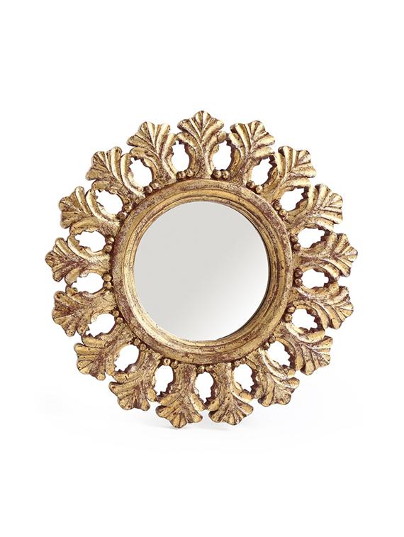 exclusively crafted round mango wood mirror with gold foil - 17755134 - Zoom Image - 3