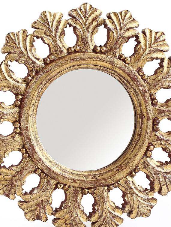 exclusively crafted round mango wood mirror with gold foil - 17755134 - Zoom Image - 4
