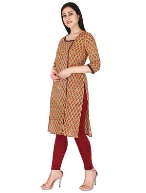 mustard straight kurta - 17755152 - Standard Image - 2