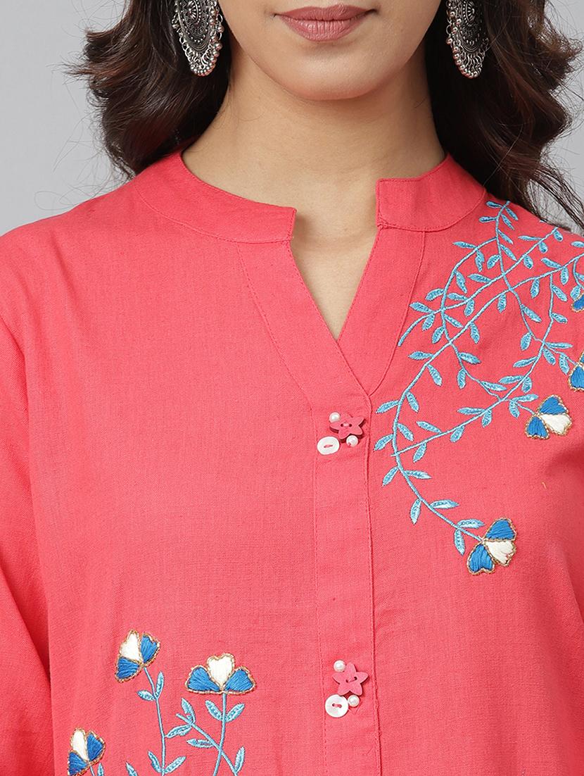 peach solid straight kurta - 17755175 - Zoom Image - 4