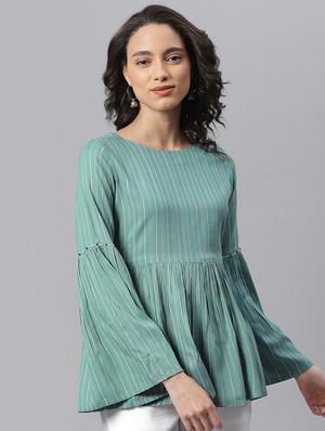 green rayon regular top - 17755216 - Standard Image - 2