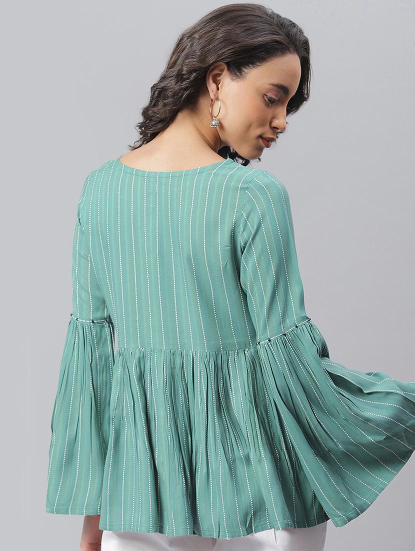 green rayon regular top - 17755216 - Zoom Image - 3