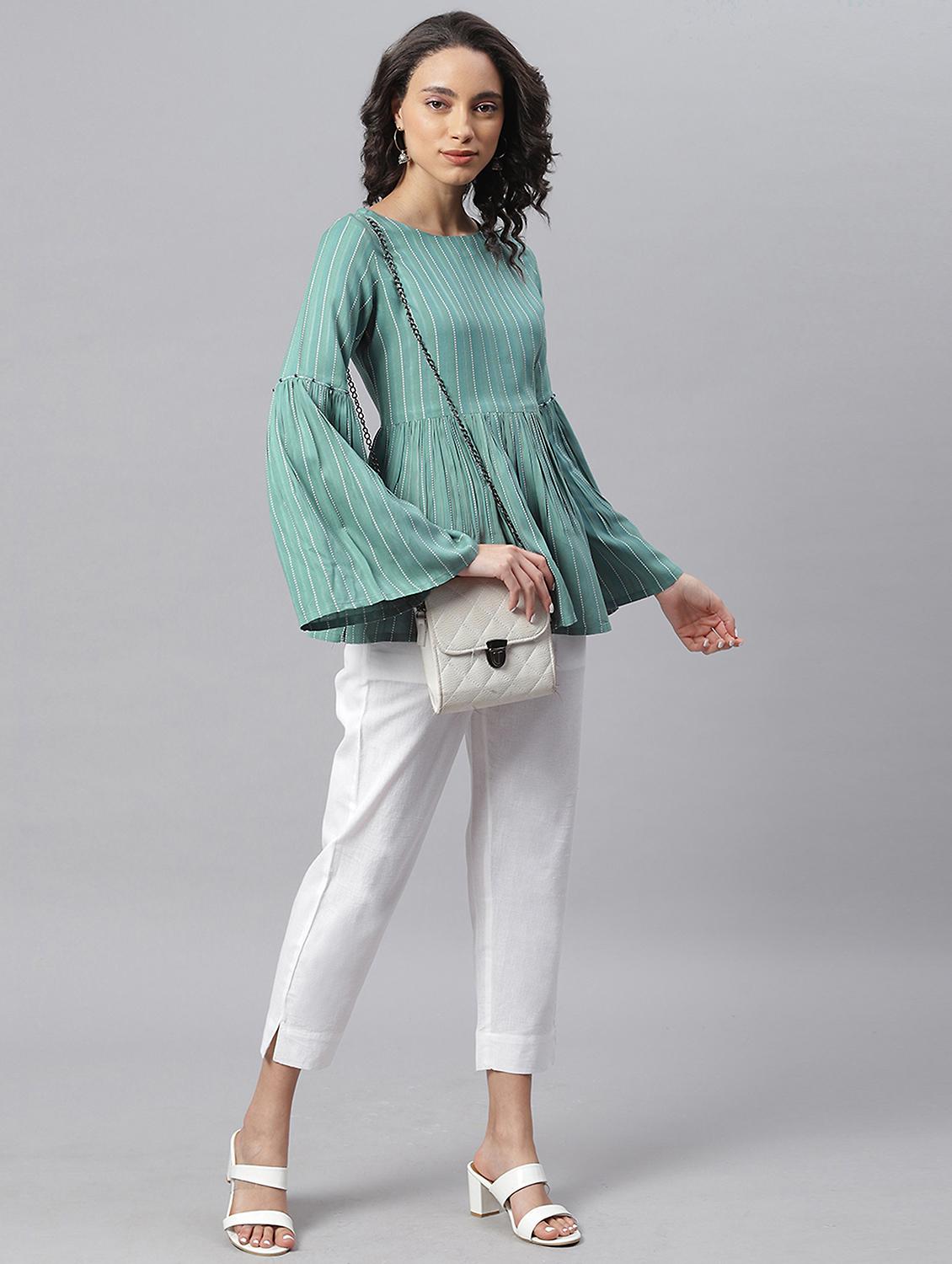 green rayon regular top - 17755216 - Zoom Image - 4