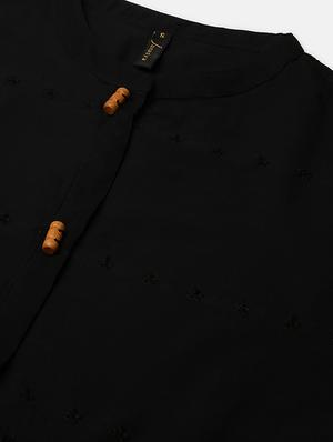 black cotton fit & flare dress - 17755220 - Standard Image - 4