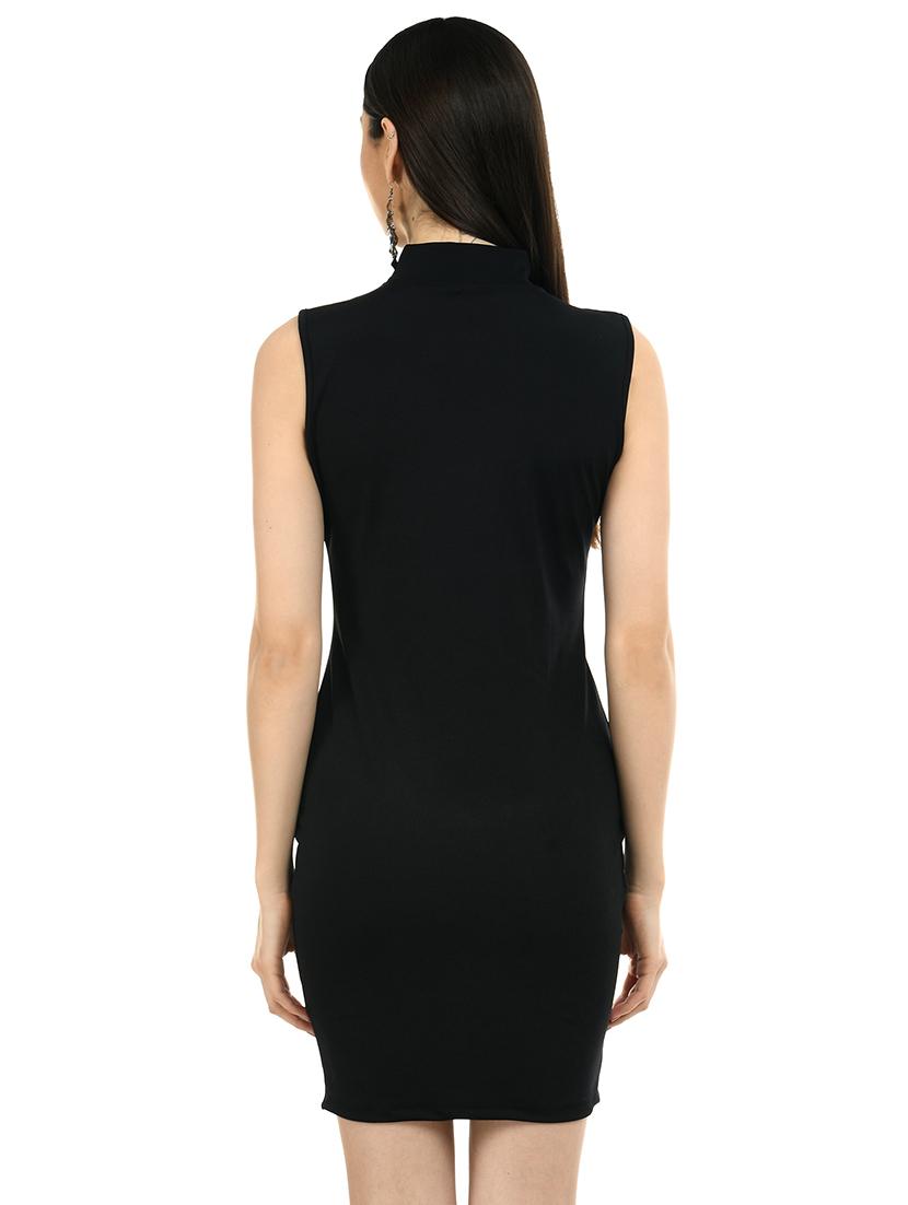 mock neck solid bodycon dress - 17755235 - Zoom Image - 3