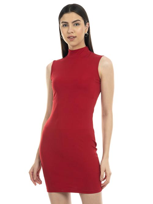 mock neck solid bodycon dress - 17755237 - Standard Image - 1