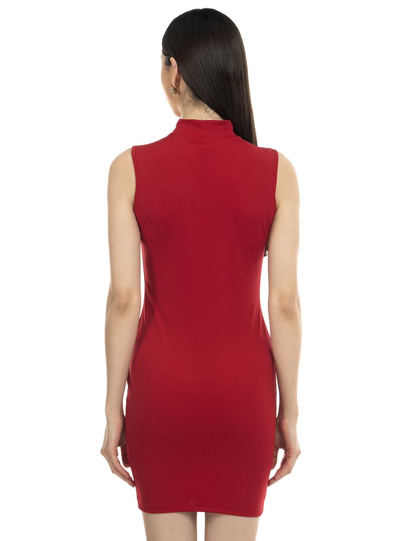 mock neck solid bodycon dress - 17755237 - Zoom Image - 3