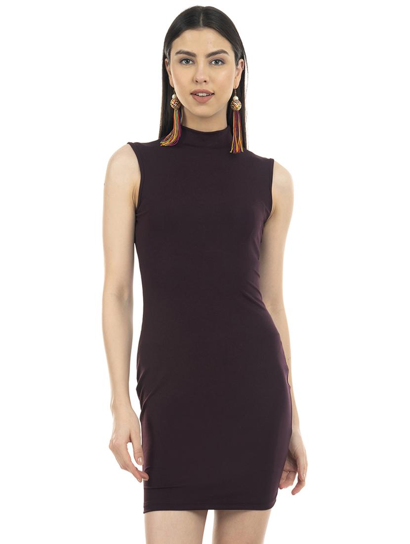 mock neck solid bodycon dress - 17755238 - Zoom Image - 1