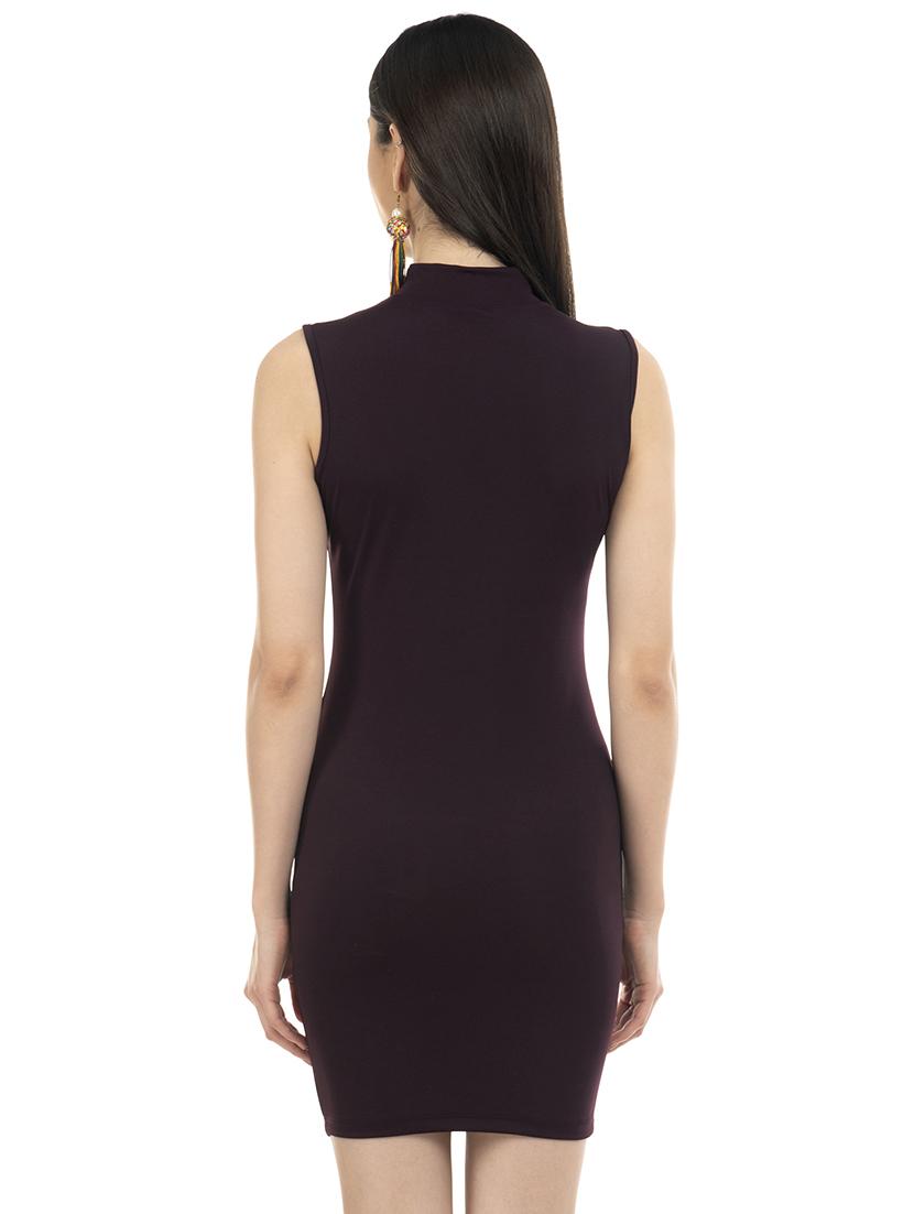 mock neck solid bodycon dress - 17755238 - Zoom Image - 3