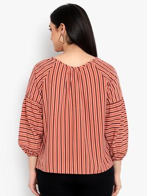 tie up neck striped top - 17755347 - Standard Image - 2