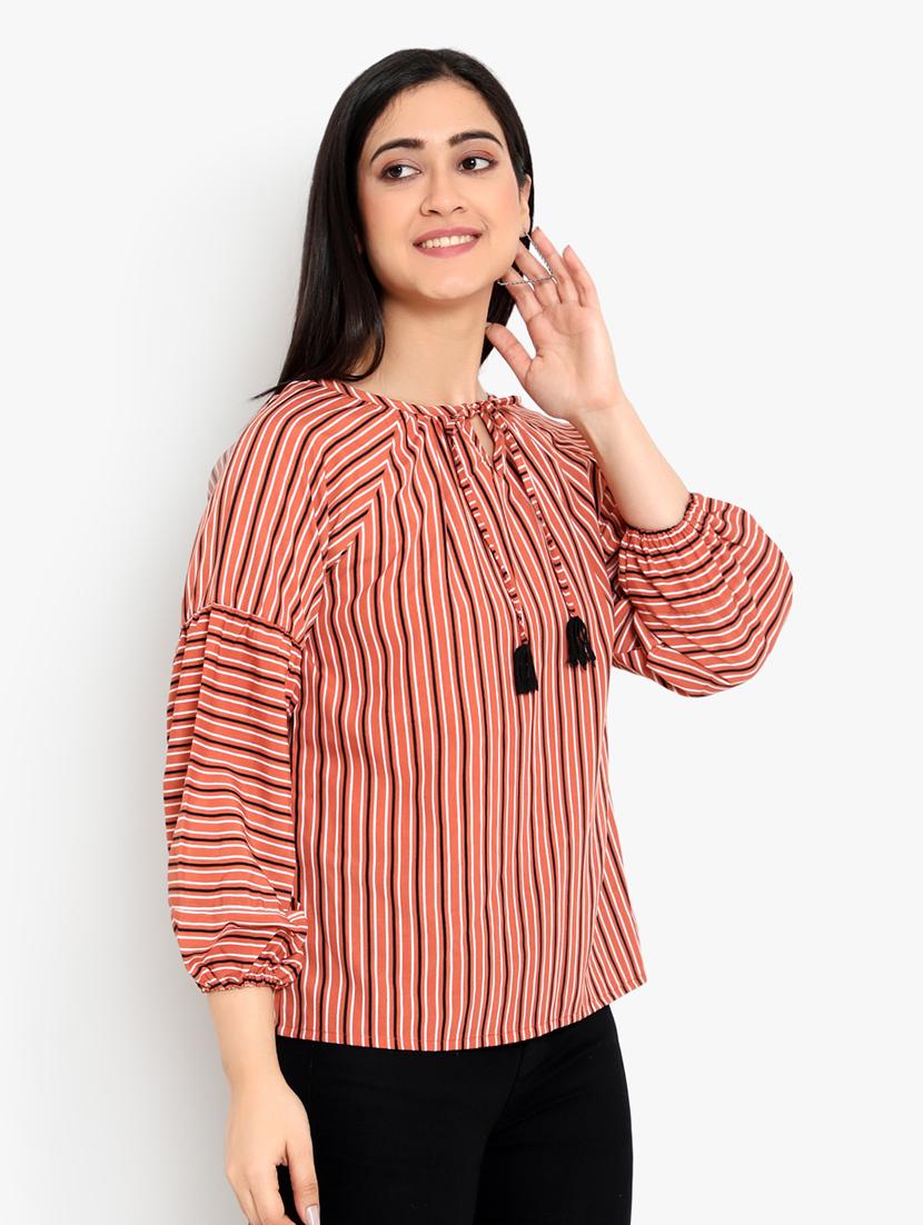 tie up neck striped top - 17755347 - Zoom Image - 1