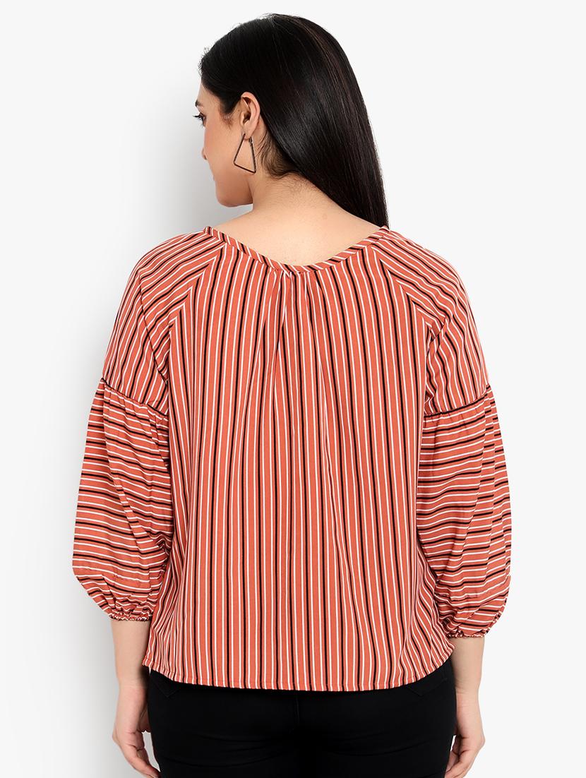 tie up neck striped top - 17755347 - Zoom Image - 2